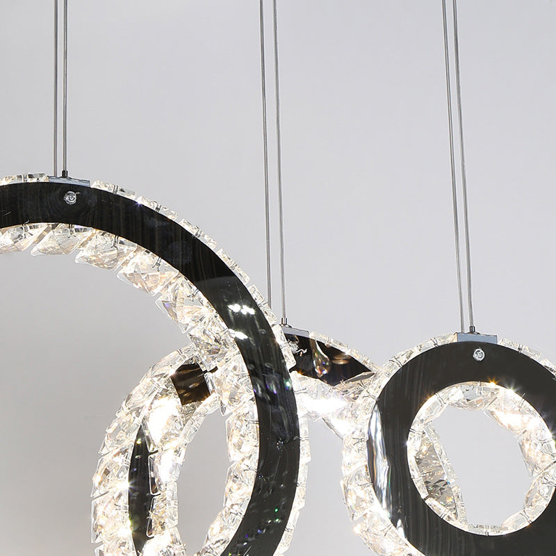 Contemporary Black Crystal Led Pendant Light For Living Room