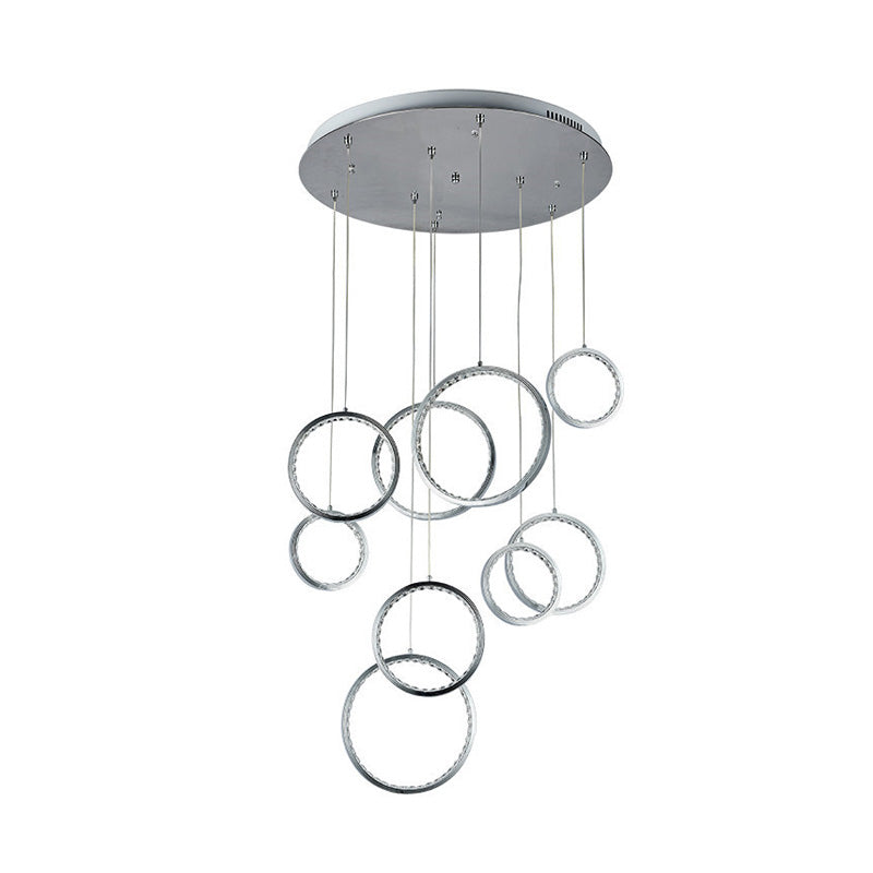 Minimalist Circle Crystal Pendant Light With 9 Warm Lights
