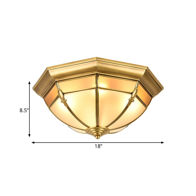 Traditional Brass Metal Dome Flush Mount Lamp - 3/4/6 Lights Ceiling Lighting For Living Room