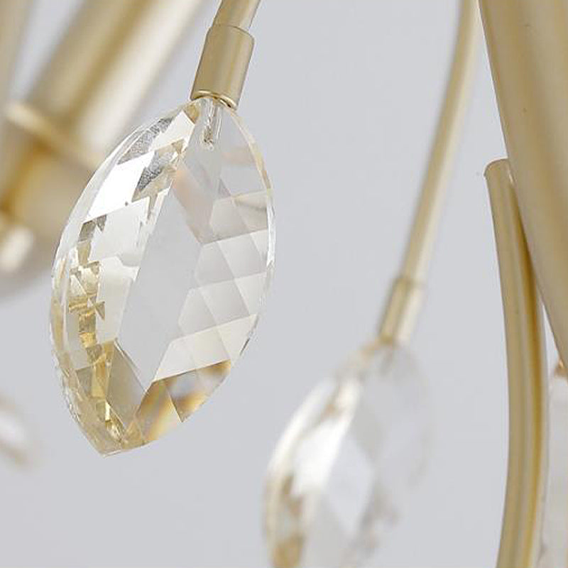 Modern Crystal Pendant Chandelier With Brass Hanging Light - 5/6/8 Bulbs 22/27.5/31.5 Width