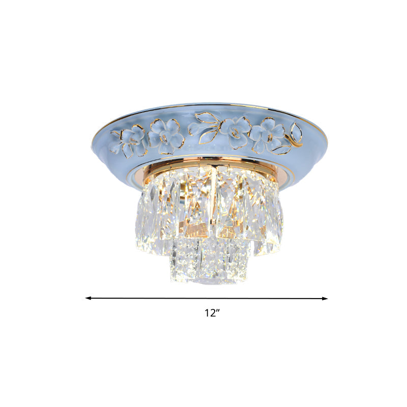 Minimalist Crystal Block Led Ceiling Fixture - Beige/Blue 12/14/18 Wide
