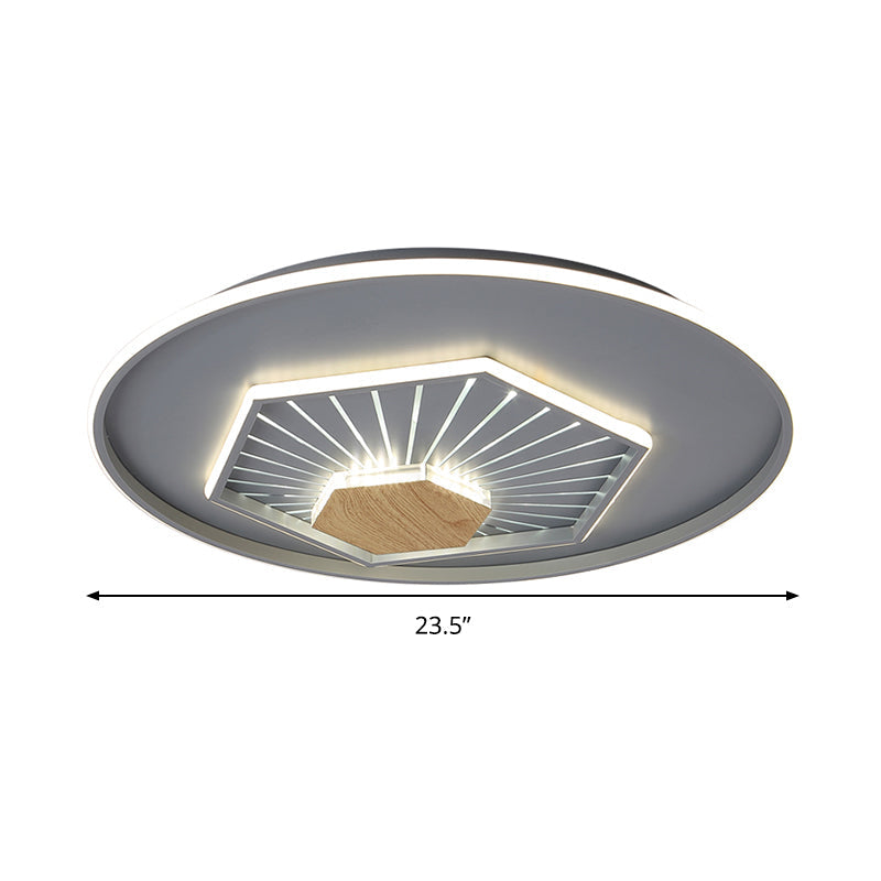 Modern Gray Hexagon Acrylic Led Flush Light Fixture 19.5’/23.5’ Wide - Warm/3 Color