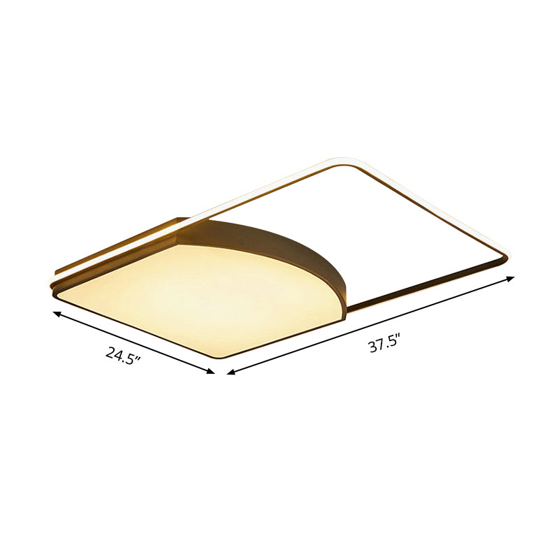 Contemporary Geometric Flush Light Fixture - 21.5/37.5 Wide Acrylic Black Led Ceiling Lamp