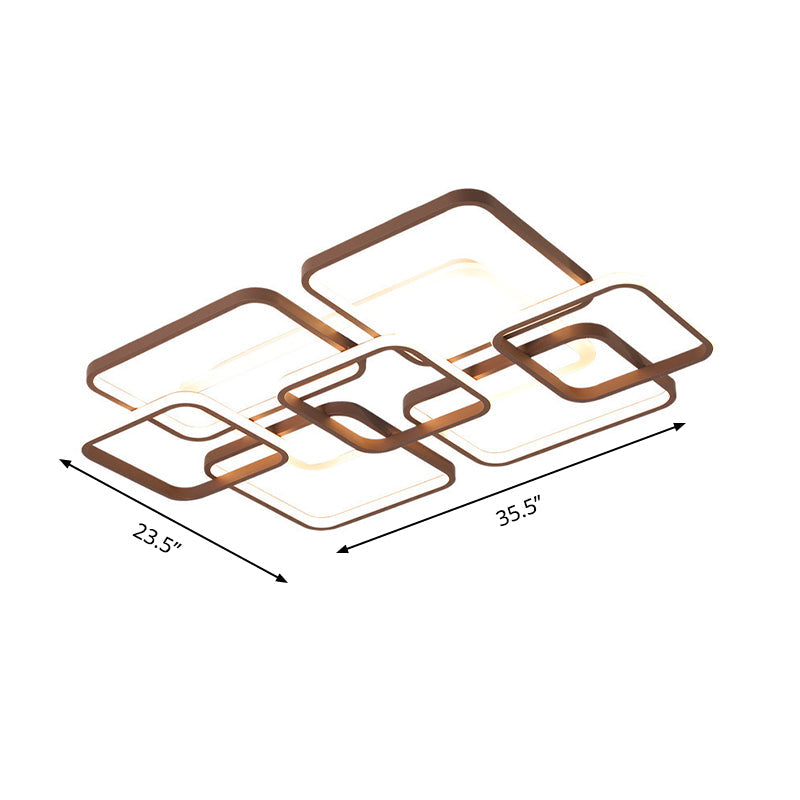 Minimalist Acrylic Flush Light - 4/7 Heads 23.5/35.5 Wide Brown Ceiling Lamp In Warm/White