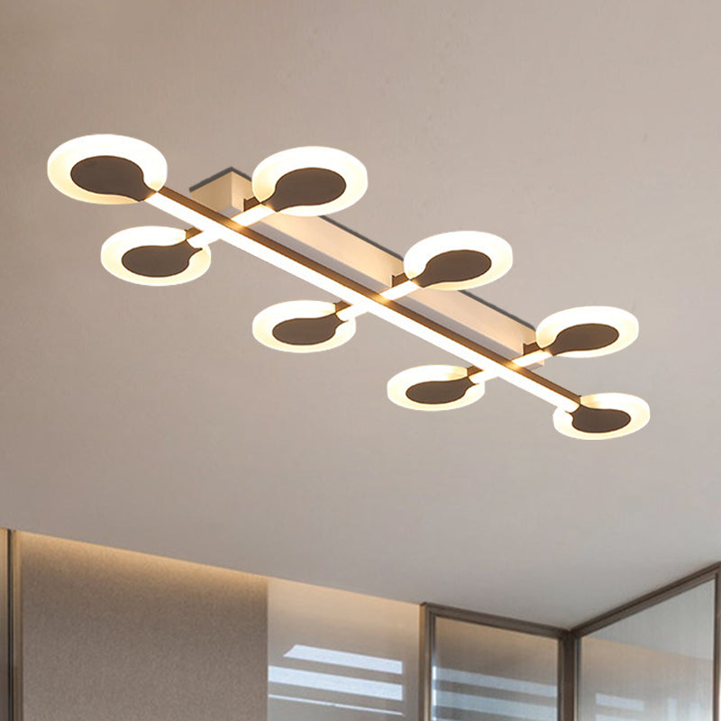 Contemporary Brown Acrylic Flush Mount Ceiling Lamp With Warm/White Light - 8/10/12 Bulbs 31.5/39/47