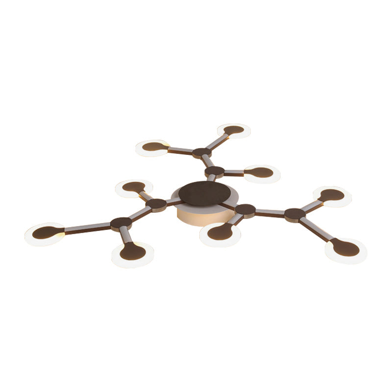 Minimalist Acrylic Flushmount Starburst Ceiling Light Fixture In Warm/White - 33.5/39 Wide Brown