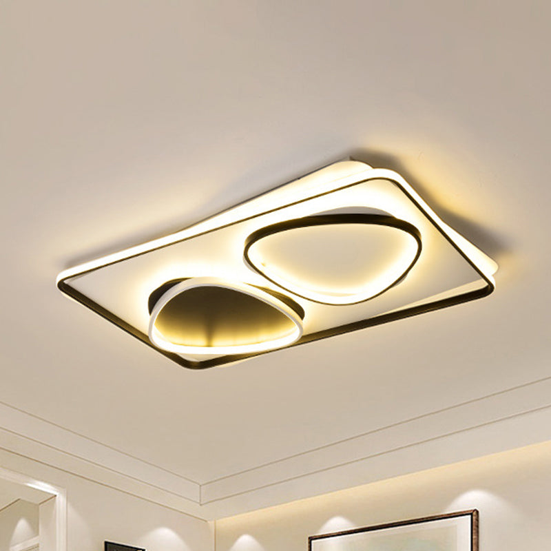 Contemporary Black Acrylic Triangle Ceiling Lamp With Warm/White Led Flush Mount