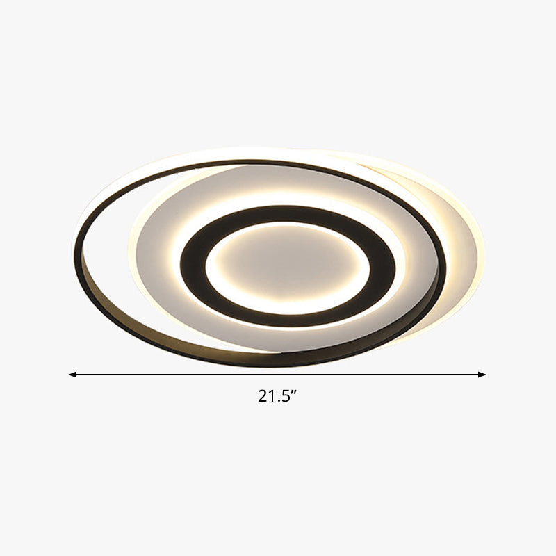 Black-White Circle Led Ceiling Light In Warm/White - Modern Acrylic Flush Fixture 18/21.5 Wide