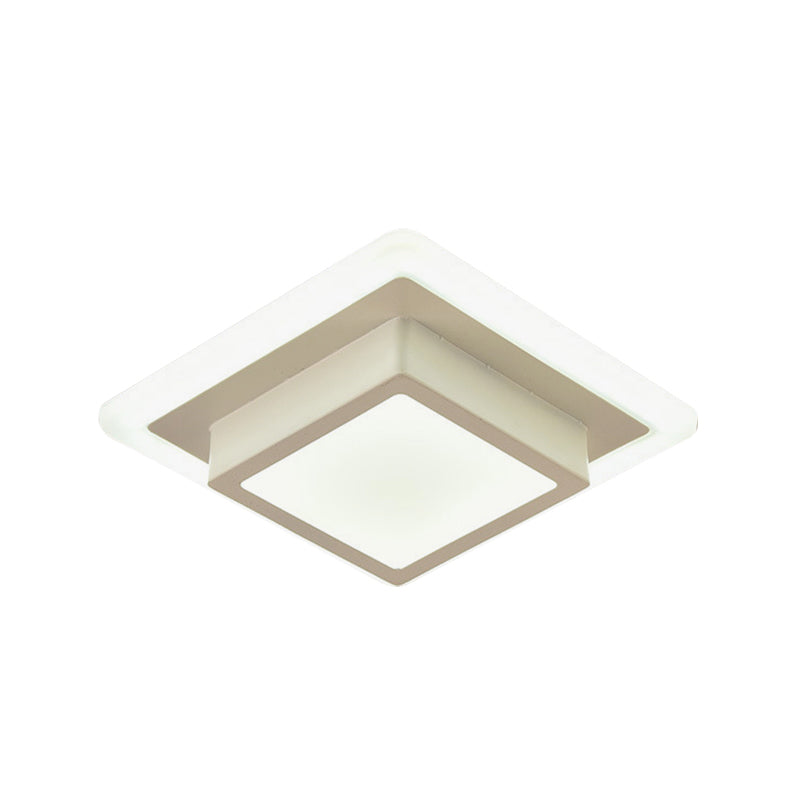 Contemporary Mini Round/Square Flush Mount Ceiling Light In Black/White With Metal Finish - Led