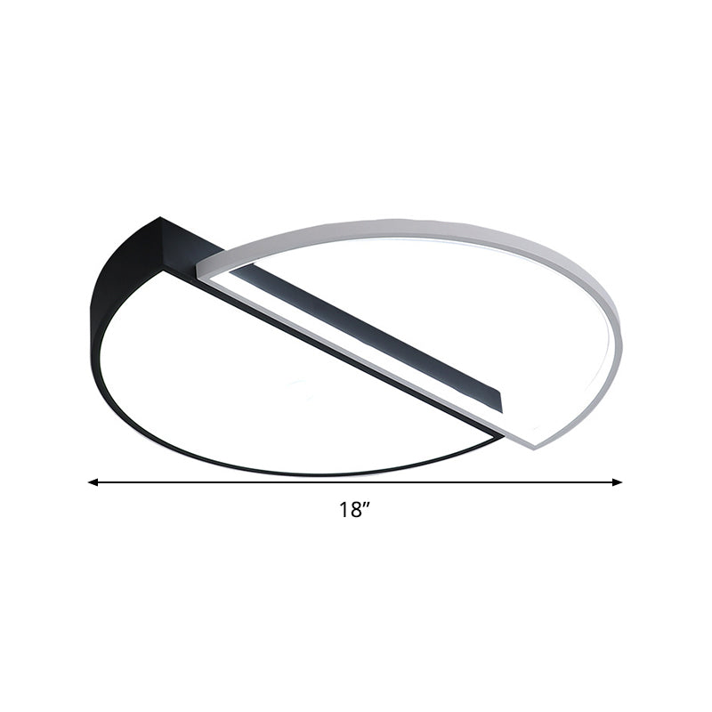 Modern Splicing Flush Mount Led Ceiling Light In Black/White With Dimming Control - 18/21.5 W