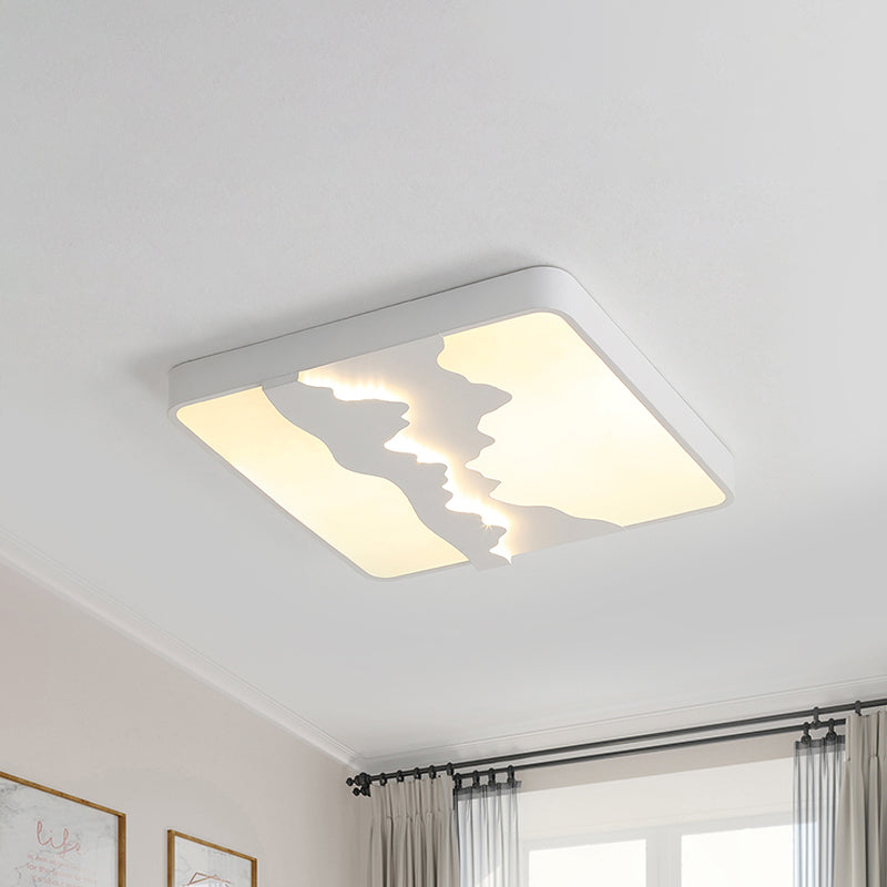 Modern Gray/White Metal Led Flush Mount Ceiling Lamp - 16/19.5 Wide Warm/White Light White / 16 Warm