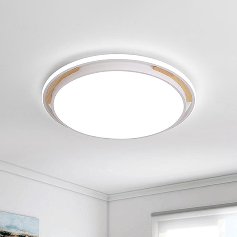 Contemporary Metal Flush Lighting In Grey/White With Led Close To Ceiling Lamp White/Warm Light