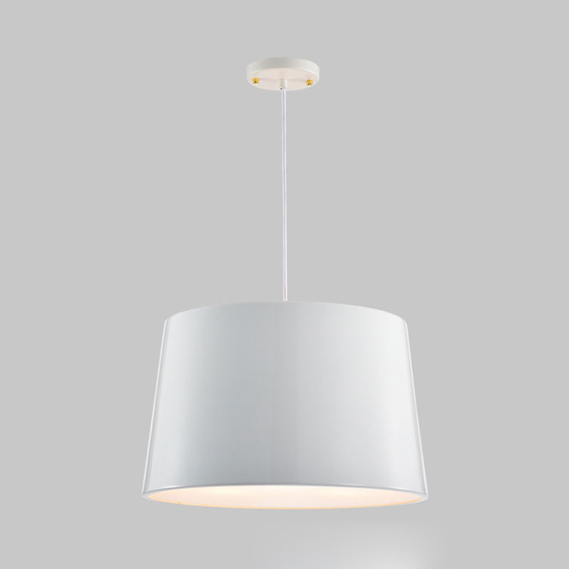 Modern Black/White Drum Pendant Light With Metal Shade - 1 Bulb Hanging Ceiling Fixture