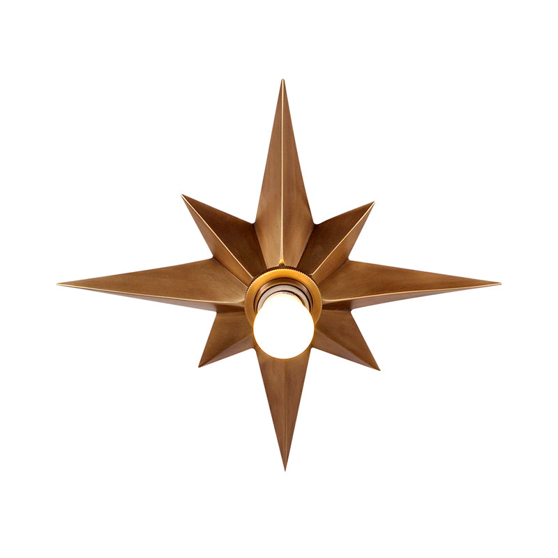 Contemporary Black/Bronze Anise Star Flush Ceiling Light - 1 Head Stairway Mount Fixture