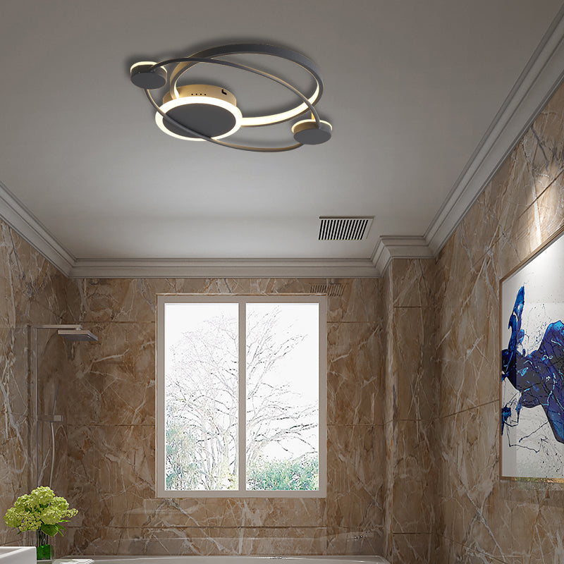 Orbit Integrated Led Flush Light Warm/White Metal & Acrylic Nordic Style Black White/Gray