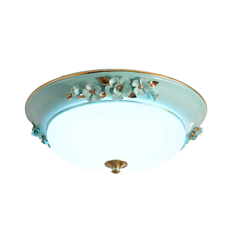 Countryside Metal Dome Led Flush Mount Ceiling Light Fixture For Bedroom - White Multiple Sizes