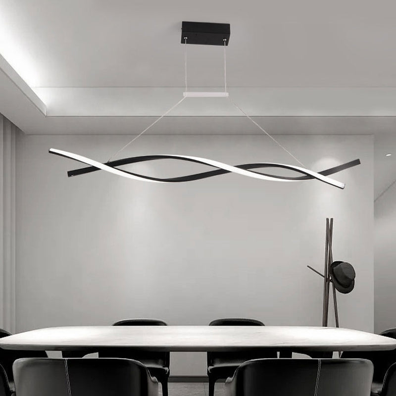 Modern Acrylic Wave Chandelier Led Pendant Lamp In White/Warm/Natural Light - 31.5’/39’/47’ Wide