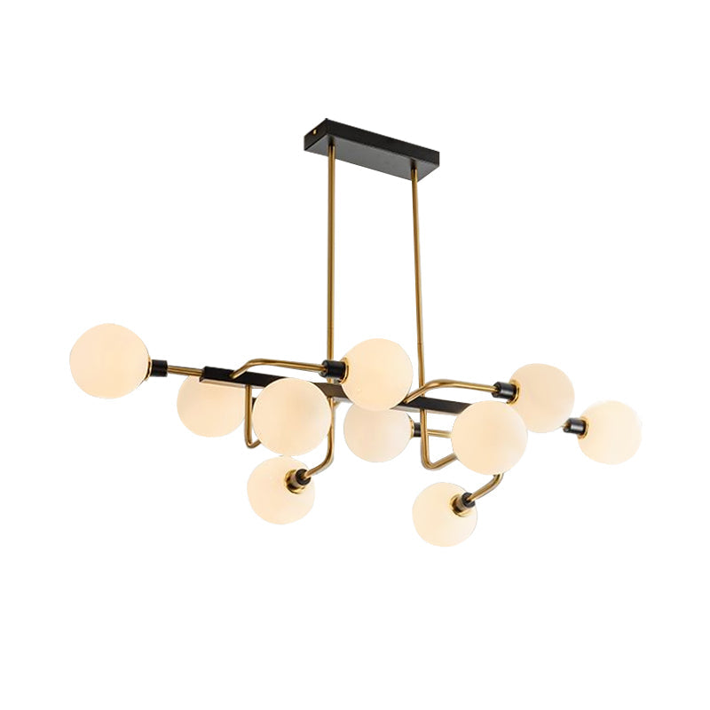 Contemporary Starburst 10-Light Chandelier With Amber/Smoke Gray/Cream Glass