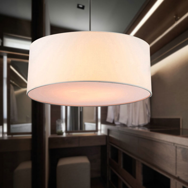 Simple Fabric Drum Ceiling Pendant Light - 12/16/18 Diameter 1-Light White/Black/Beige Hanging Lamp