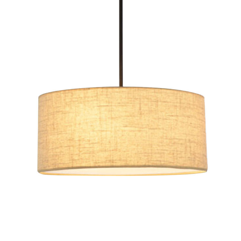 Simple Fabric Drum Ceiling Pendant Light - 12/16/18 Diameter 1-Light White/Black/Beige Hanging Lamp