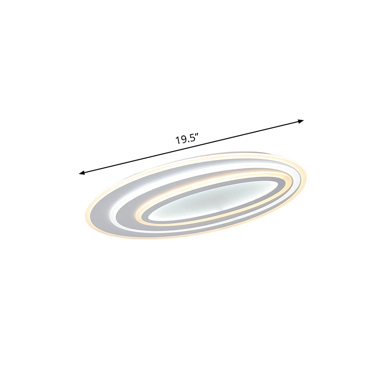 Oval Acrylic Led Flushmount Light - 19.5/23.5/31.5 Wide Bedroom Ceiling Lamp In Warm/White