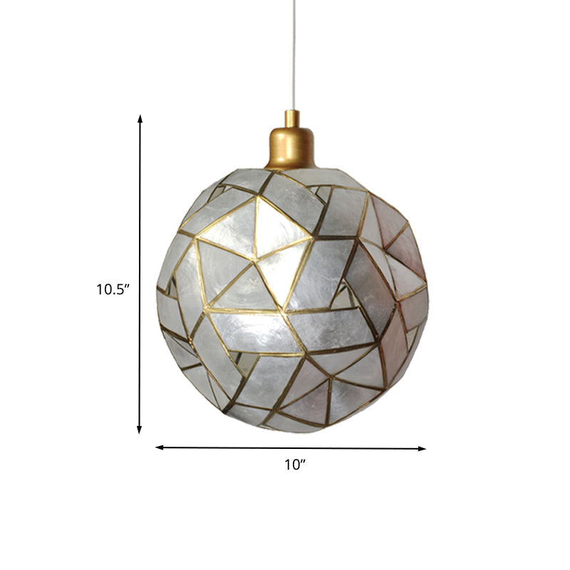 Contemporary Silver Shell Pendant Lamp For Dining Room - Sldined Globe Suspension Light