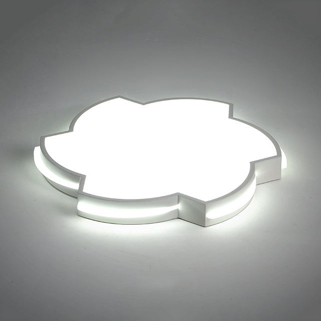 Modern Floral Led Ceiling Lamp For Bedroom/Balcony - White Flush Mount Light / 16’
