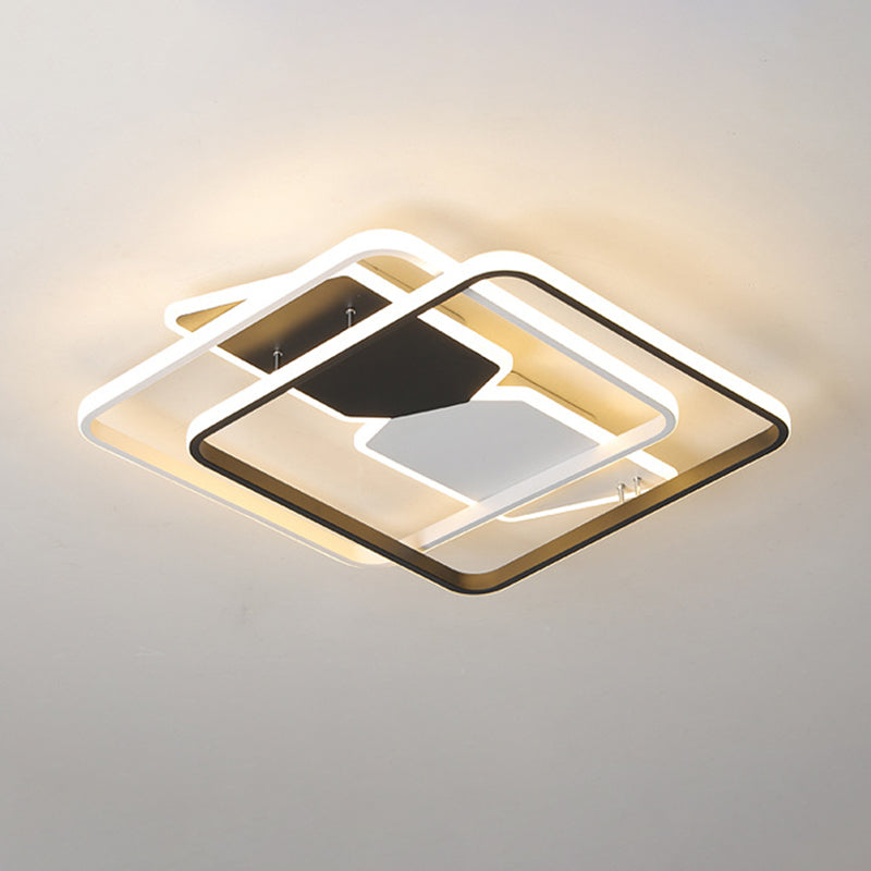 Modern Acrylic Flush Mount Led Ceiling Light In Black - 16/19.5 Square Bedroom Lighting / 16