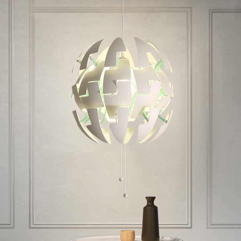 White Acrylic Blossom Pendulum Ceiling Light With Pull Chain - Modernist Style 1-Bulb Fixture