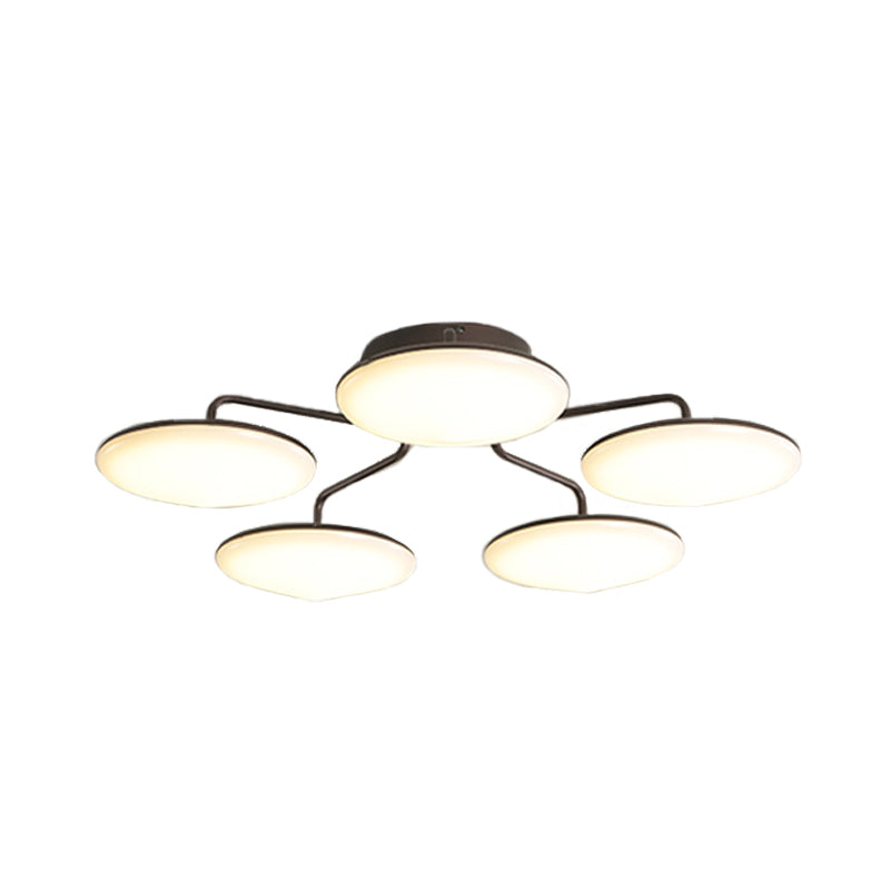 Modern Black Led Ceiling Mount Light With Curved Acrylic Branches - Perfect For Bedrooms
