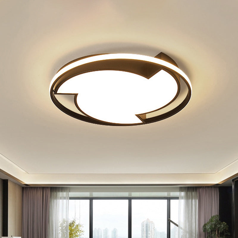 Child Bedroom Cartoon Tornado Led Ceiling Light In Acrylic Black - Flush Lamp