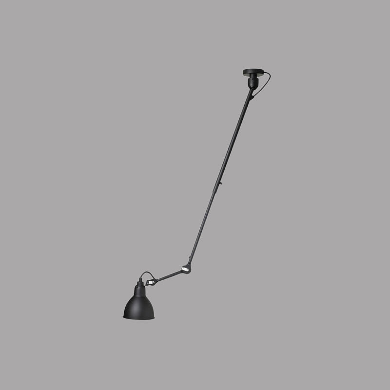 Modern Metallic Dome Pendant Lamp - 1 Bulb Black/Gray Ceiling Light With Articulated Arm For Kitchen