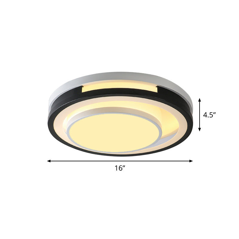 Modern Iron Led Ceiling Lamp With Black-White Cutouts And Warm/White Light
