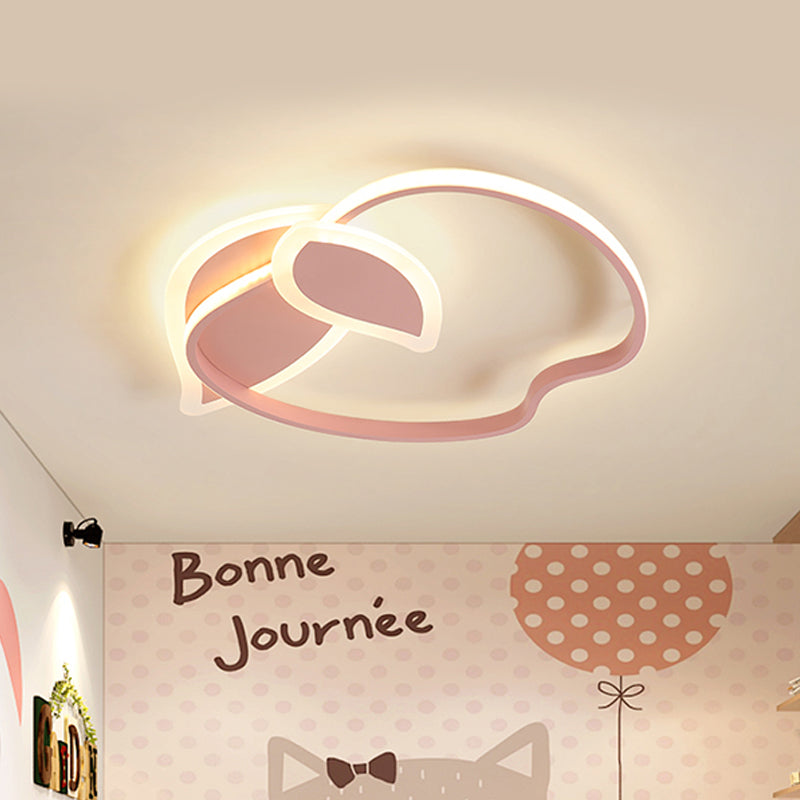 Kids Led Flush Mount Ceiling Lighting With Apple Aluminum Frame - Pink/White/Black Options