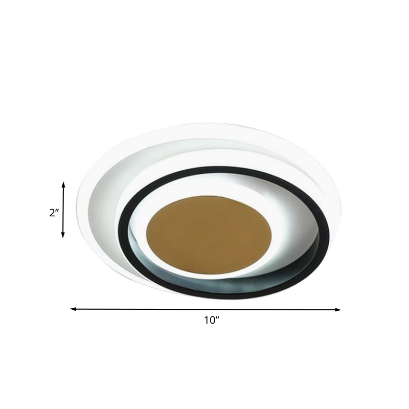 Modern Led Flushmount Lighting In White And Black Acrylic - Square/Round Design