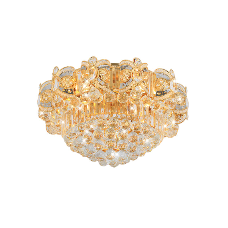 Contemporary Gold Led Crystal Ball Ceiling Flush Mount Light - 16/23.5 Width