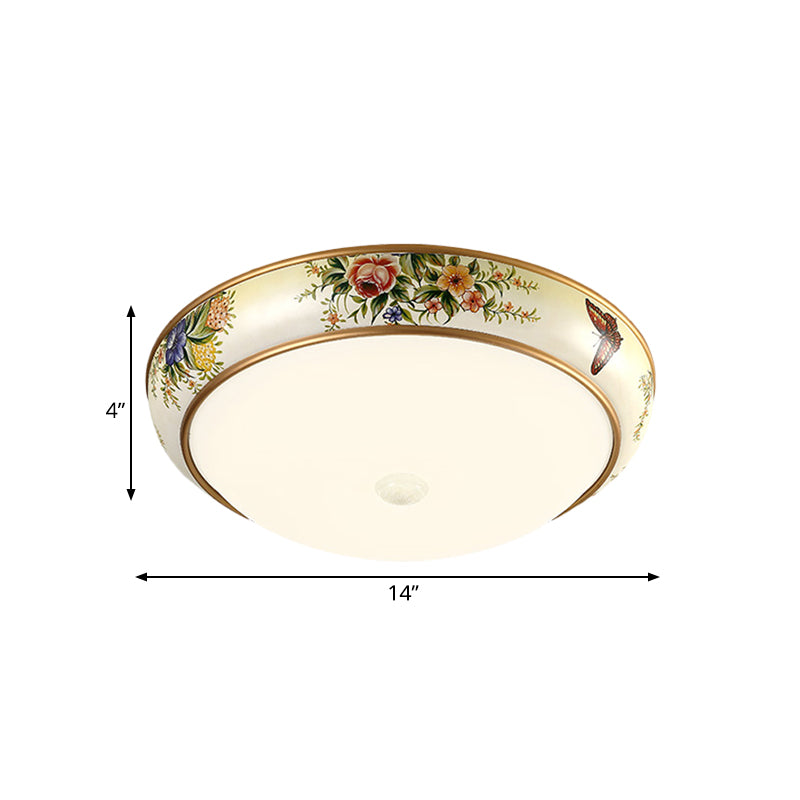 Frosted Glass Dome Led Flush Mount Ceiling Light - Korea Country Style (14/19.5 Diameter)