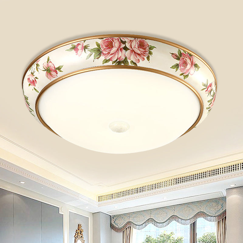 Frosted Glass Dome Led Flush Mount Ceiling Light - Korea Country Style (14/19.5 Diameter) White / 14