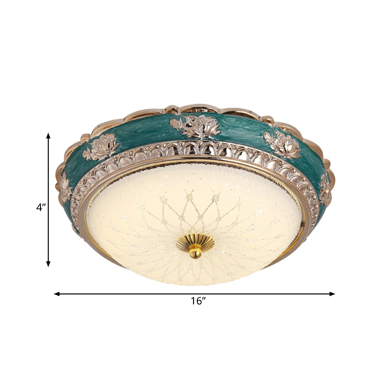 Nordic Blue Led Flushmount Ceiling Lamp 12’/16’ Dia Frosted Glass Finish
