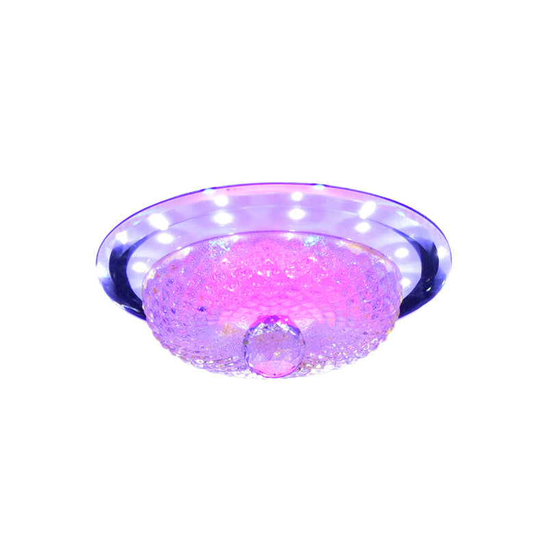 Modern Prismatic Crystal Led Flush Ceiling Light Fixture - Tan/Silver Bowl Design
