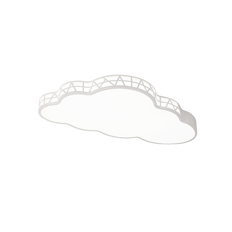 Creative Led Cloud Flush Ceiling Light For Kids Bedroom In White/Pink/Blue