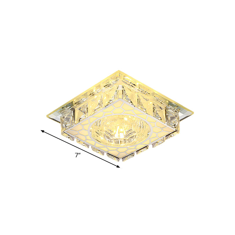 Modern Mini Led Ceiling Flush Mount Light With Clear Crystal For Hallway