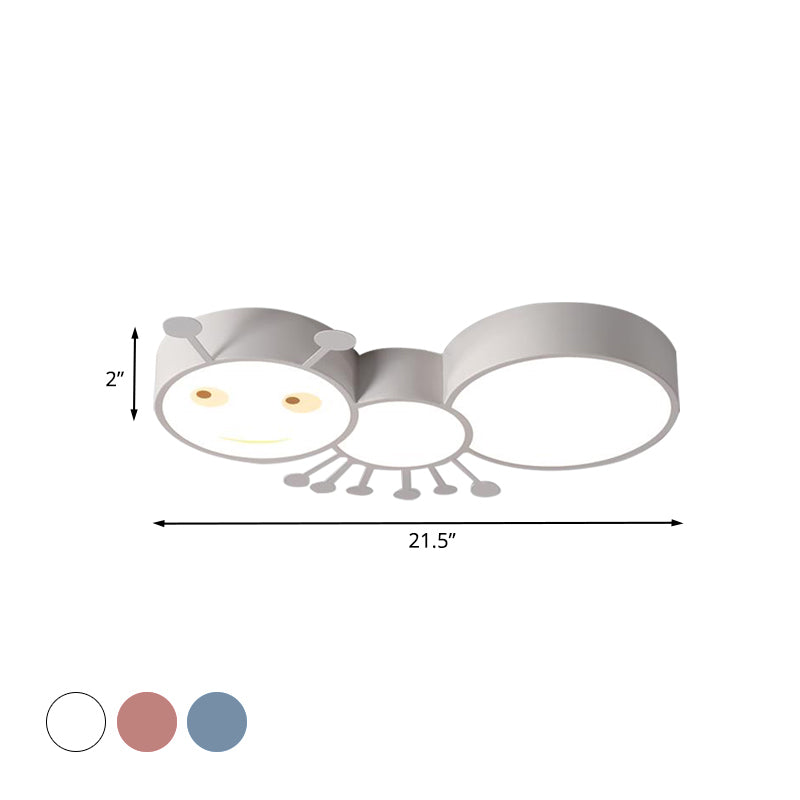 Kids Room Macaroon Themed Led Ceiling Light Fixture In White/Pink/Blue