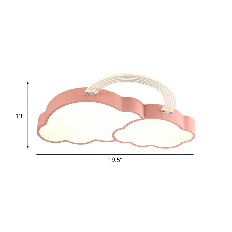 Rainbow Cloud Led Pink Flushmount For Childs Bedroom