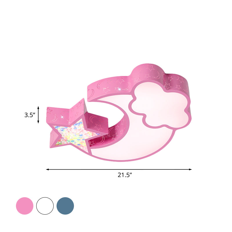 Nordic Led Flush Ceiling Light With Acrylic Starry Sky Design - Ideal For Childs Bedroom