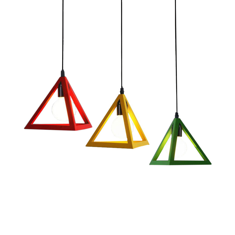 Retro Industrial Hanging Lamp With Wire Guard And Canopy In Black/White - 3 Heads Pendant Lighting
