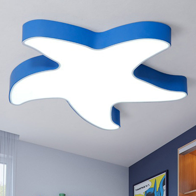 Macaron Loft Starfish Flush Mount: Candy-Colored Acrylic Ceiling Light Blue / 16’ White