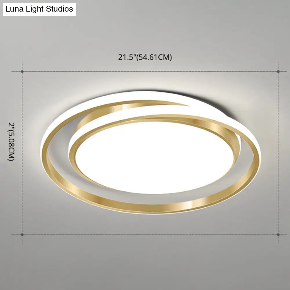 Acrylic Led Ceiling Lamp In Brushed Gold - Simple Style Flush Mount For Bedroom