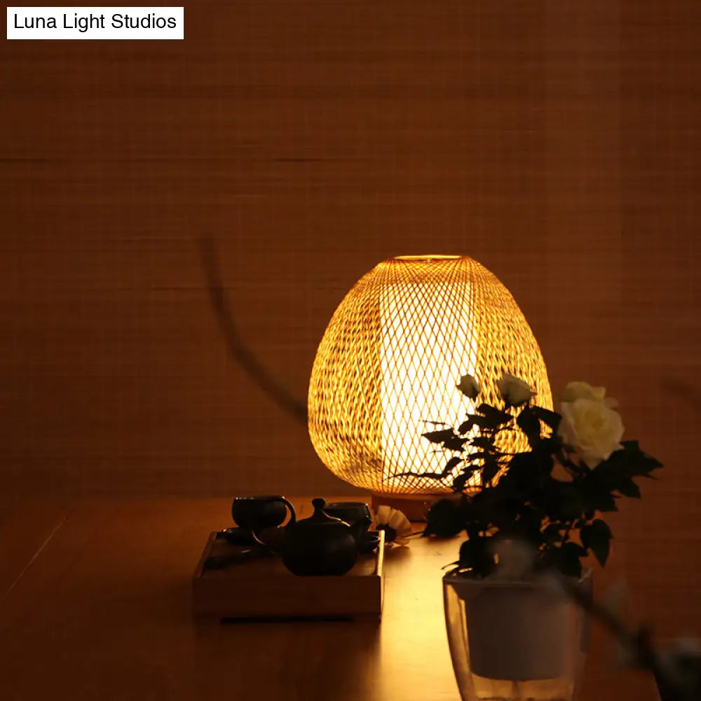 Asian Wood Desk Lamp With Handcrafted Bamboo Shade - Perfect Bedroom Task Light
Or
1 Head Small