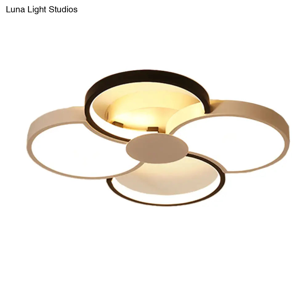 Black And White Led Flower Ceiling Light With Acrylic Shade In 3 Options 16.5’-23.5’ Wide For